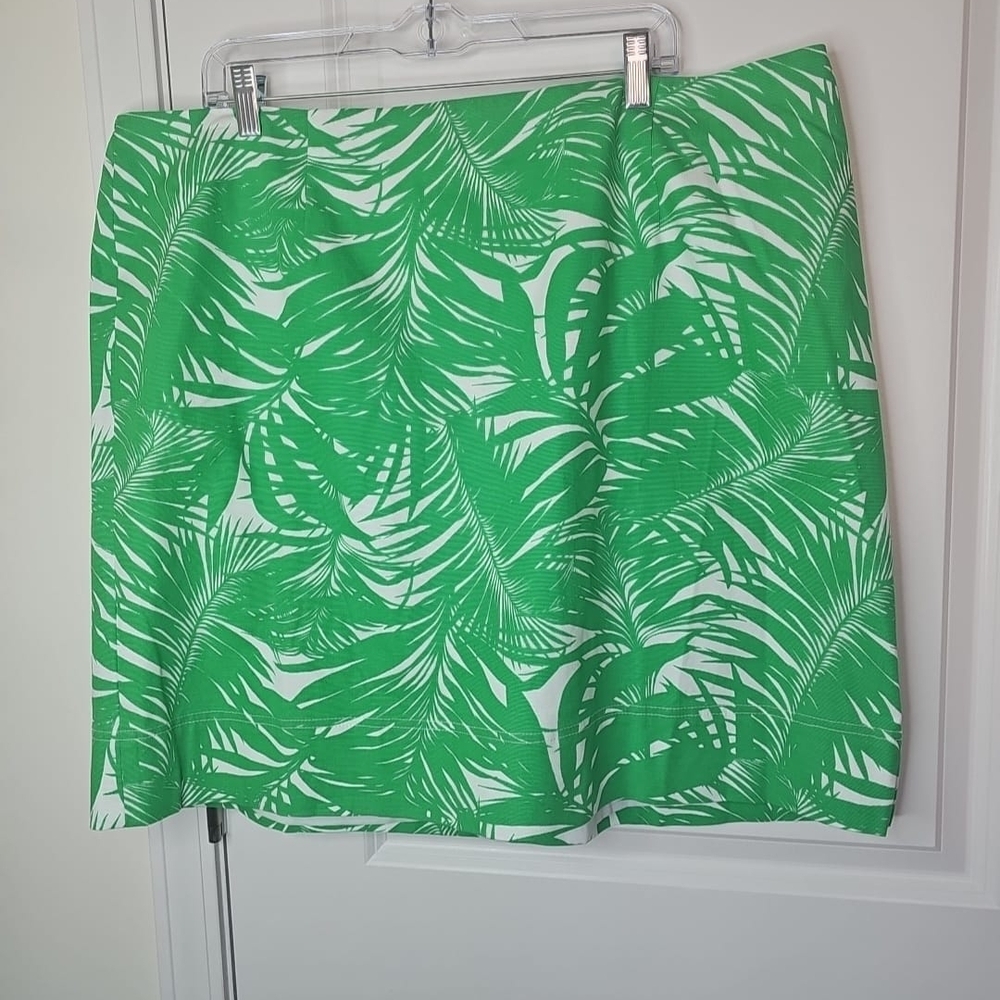 Talbots Women's Tropical Green Leaf Print Skirt Size 20W NWT